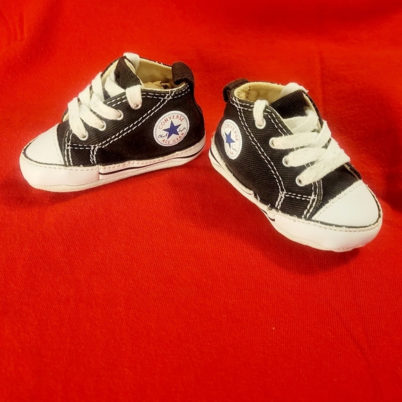 CONVERSE CHUCK TAYLOR BABY CRIB SHOES SIZE 1 BLACK - Picture 5 of 11